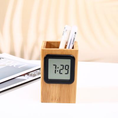 KH-CL192 Bamboo Pen Holder Clock