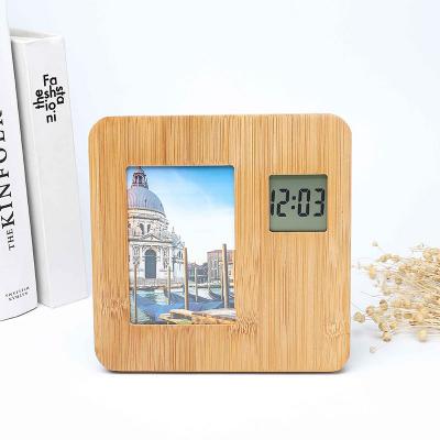 KH-CL185 Bamboo Photo Frame Clock 