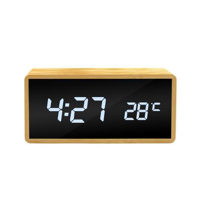 KH-WC034 Mirror Bamboo Alarm Clock