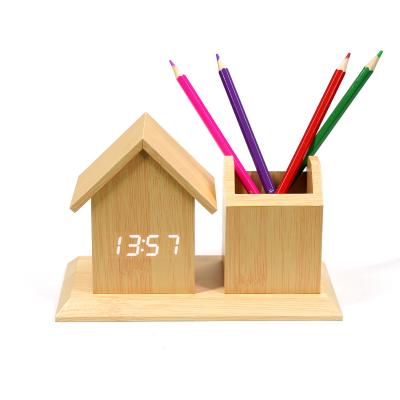 KH-WC076 Pen Holder Wooden Clock  