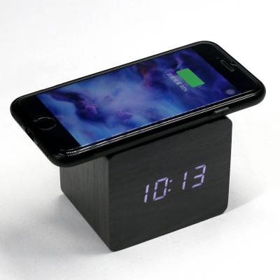 KH-WC020 Wireless Charger Wooden Clock 