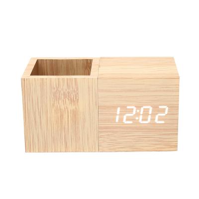 KH-WC122 Wooden Clock With Pen Holder 