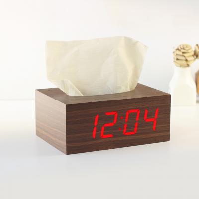KH-WC024 Wooden Tissue Box Clock
