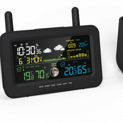 YJ5062-3 Colorful Weather Station with Rain Gauge
